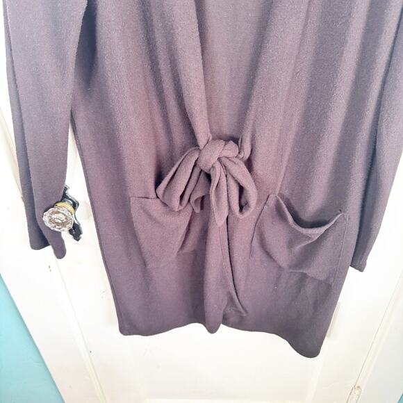 J. Crew Tie Front Long Line Cardigan Black Size Large L Closet Staple H9759 - Picture 3 of 9